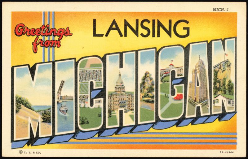 Greetings from Lansing Michigan Large Letter