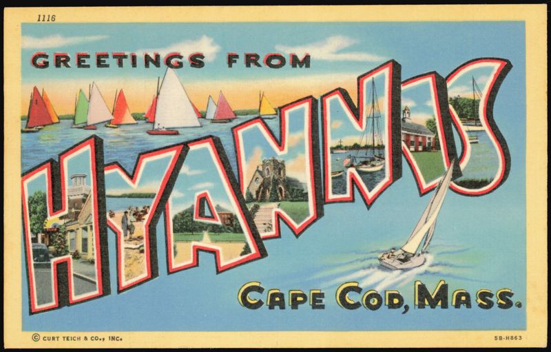 Greetings From Hyannis Large Letter Massachusetts