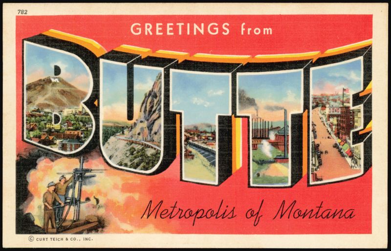 Greetings from Butte, Montana Large Letter Mining Scenes