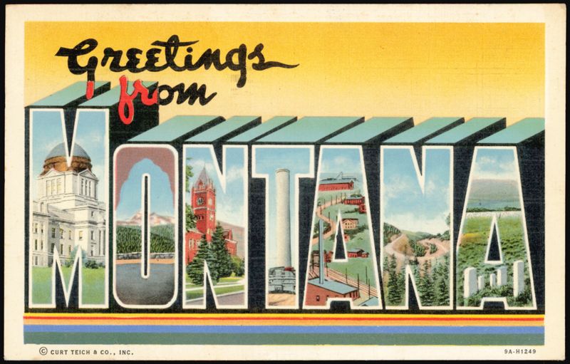 Greetings from Montana Large Letter with State Scenes