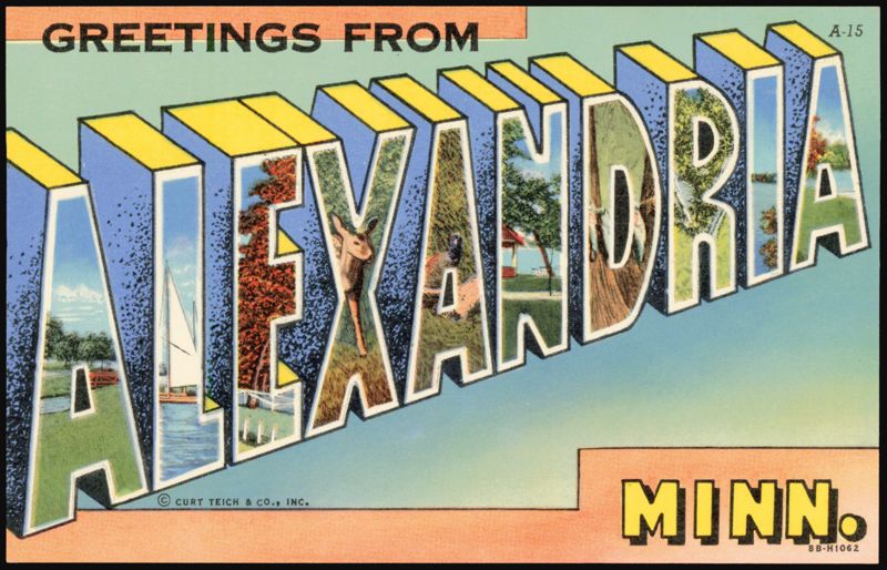 Greetings From Large Letter Alexandria Minnesota