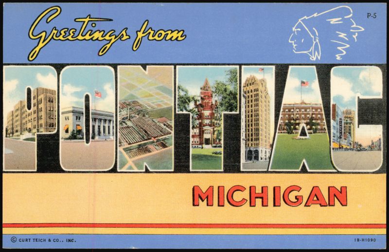 Greetings from Pontiac Michigan Large Letter