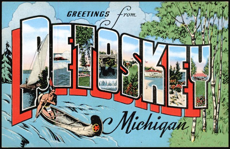 Greetings from Petoskey Large Letter Scenes Michigan