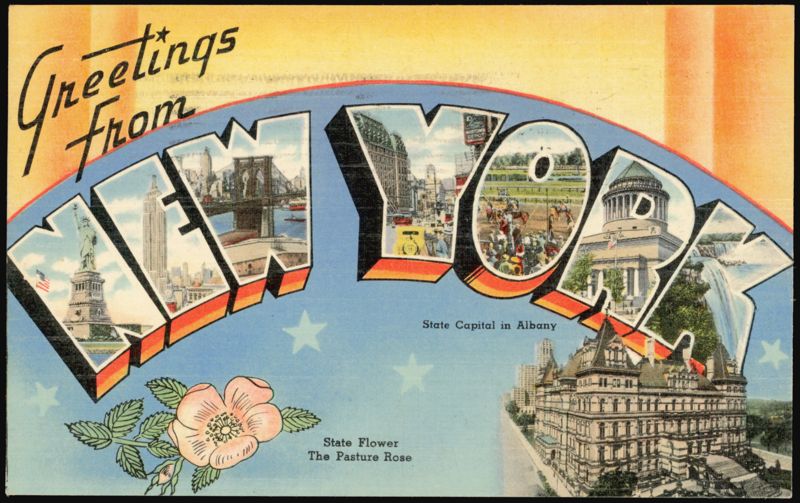 Greetings From New York Large Letter, State Capitol, Rose