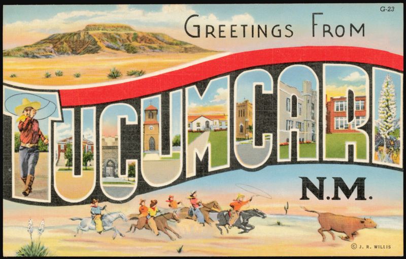 Greetings From Tucumcari Large Letter, Cowboys New Mexico