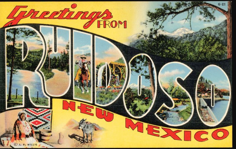 Greetings from Ruidoso Large Letter New Mexico J. R. Willis