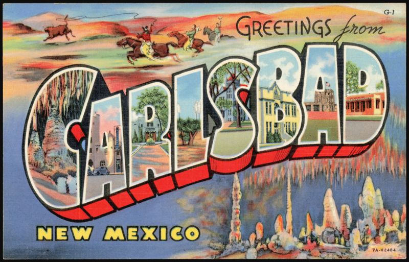 Carlsbad New Mexico Large Letter Caverns Cowboys