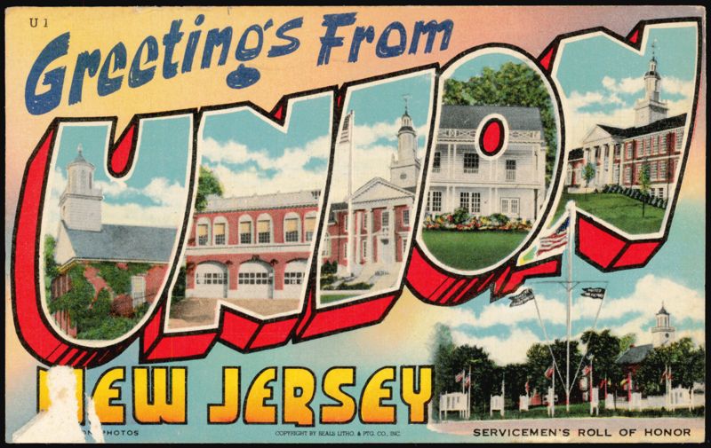 Greetings From Union, New Jersey Large Letter with Buildings