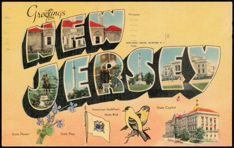 Greetings from New Jersey Large Letter, State Symbols