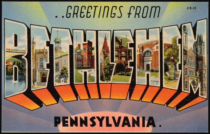 Greetings From Bethlehem Large Letter Pennsylvania