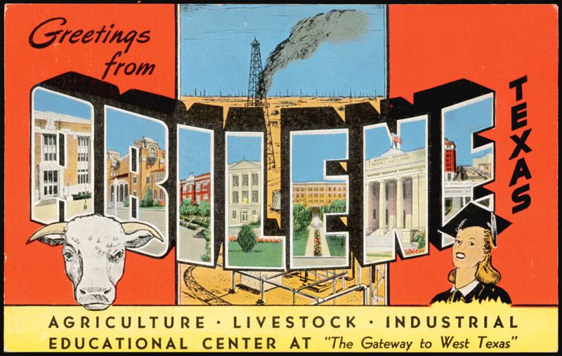 Greetings from Abilene Texas Large Letter, Oil Derrick, Steer