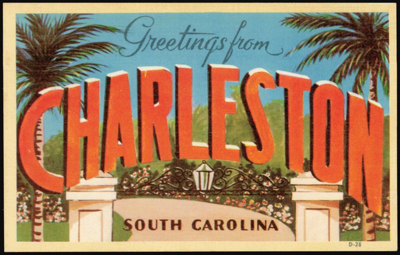 Greetings from Charleston Large Letter with Palm Trees