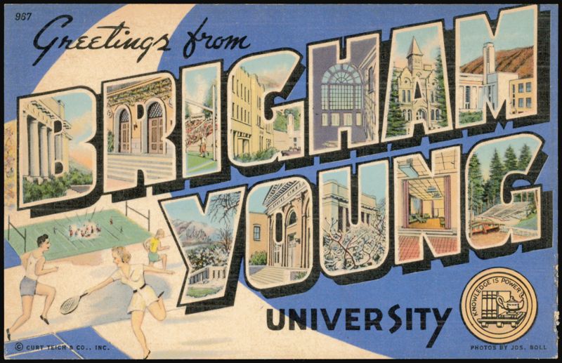 Greetings from Brigham Young University Large Letter, Tennis Players Salt Lake City Utah