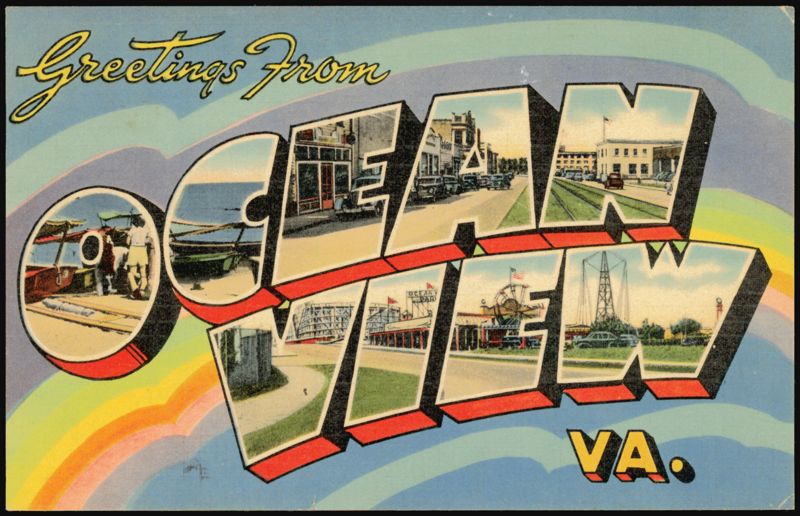 Greetings From Ocean View Large Letter Virginia