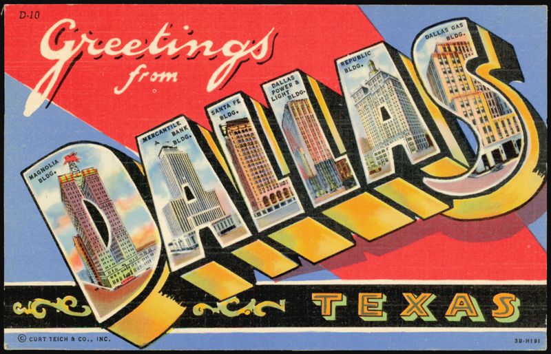 Greetings from Dallas Texas Large Letter Buildings