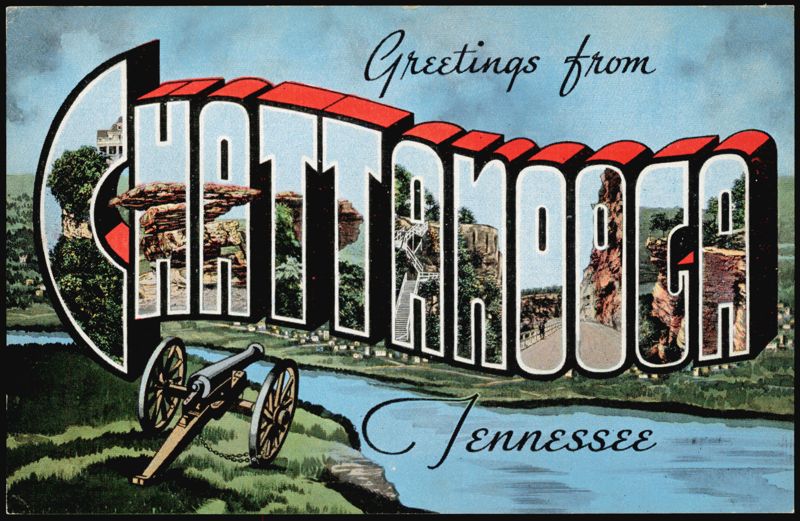 Greetings from Chattanooga, Large Letter View Tennessee