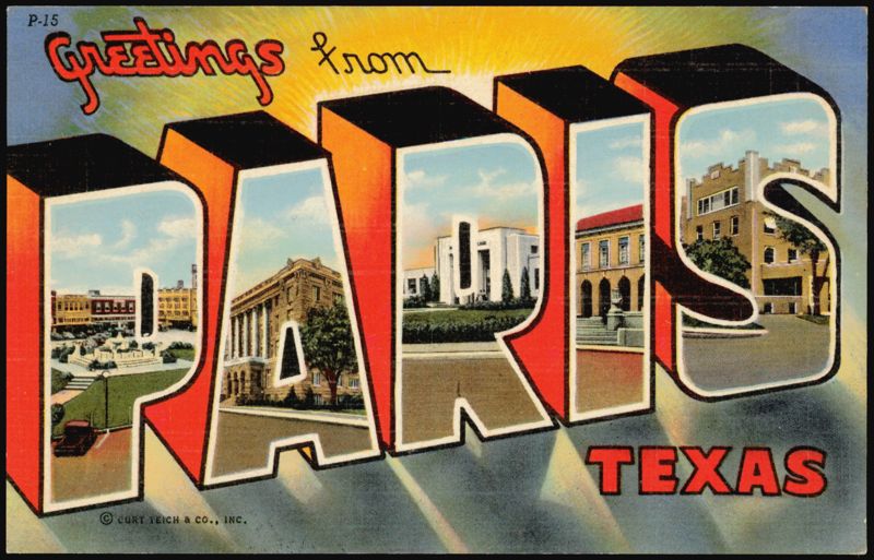 Greetings from Paris Texas Large Letter