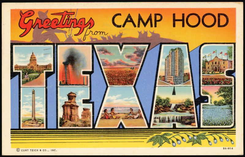 Greetings from Camp Hood Texas Large Letter