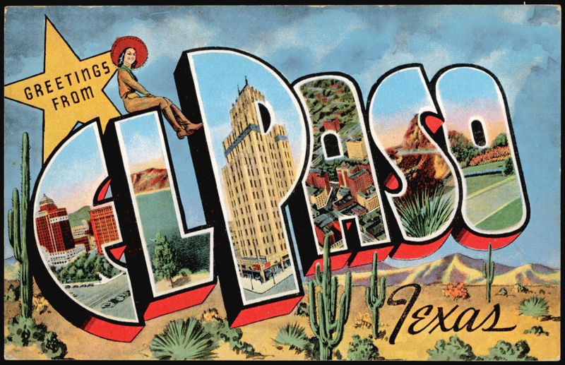 Greetings From El Paso, Large Letter with Woman