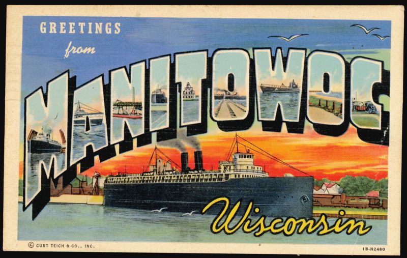 Greetings from Manitowoc Large Letter Wisconsin