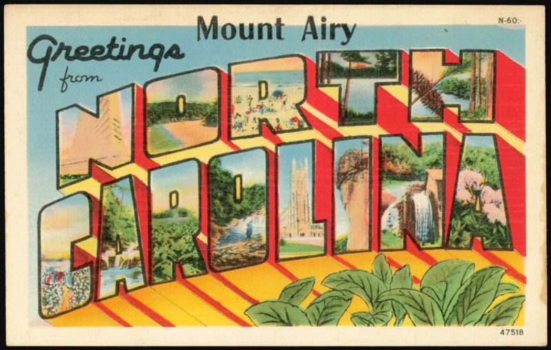 Greetings from Mount Airy North Carolina Large Letter