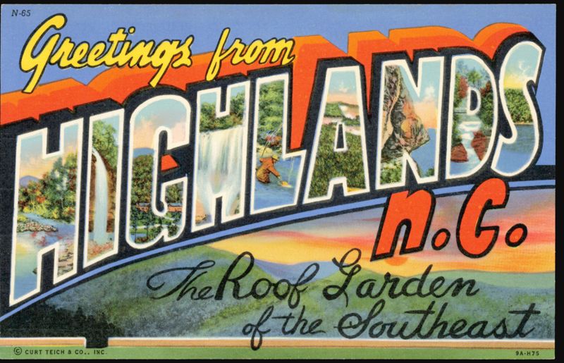Greetings from Highlands N.C. Large Letter