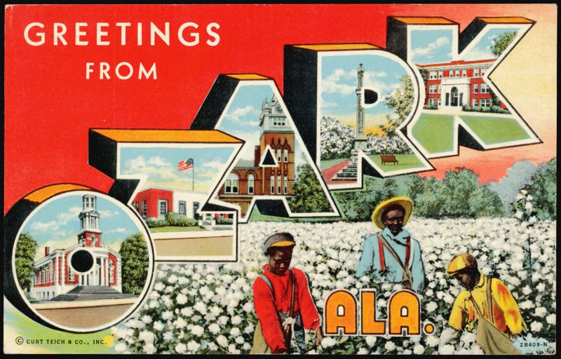 Greetings From Oak, Alabama, Cotton Pickers & Landmarks