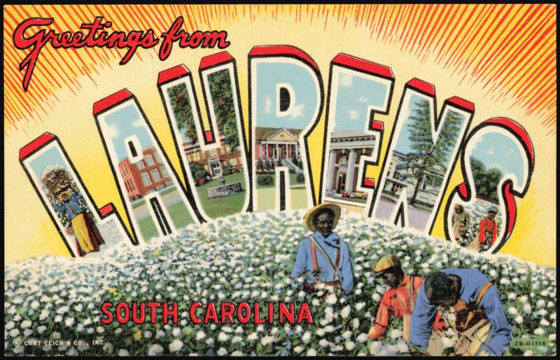 Greetings from Laurens Large Letter Cotton Pickers