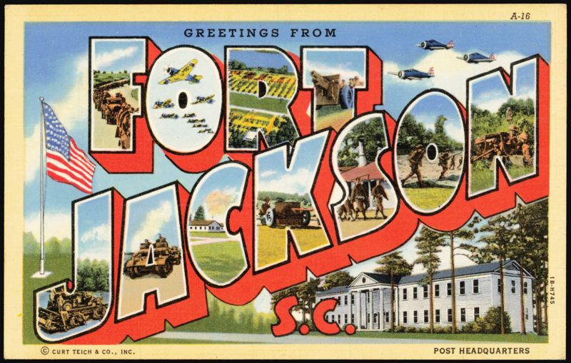 Greetings From Fort Jackson Large Letter Military Scenes
