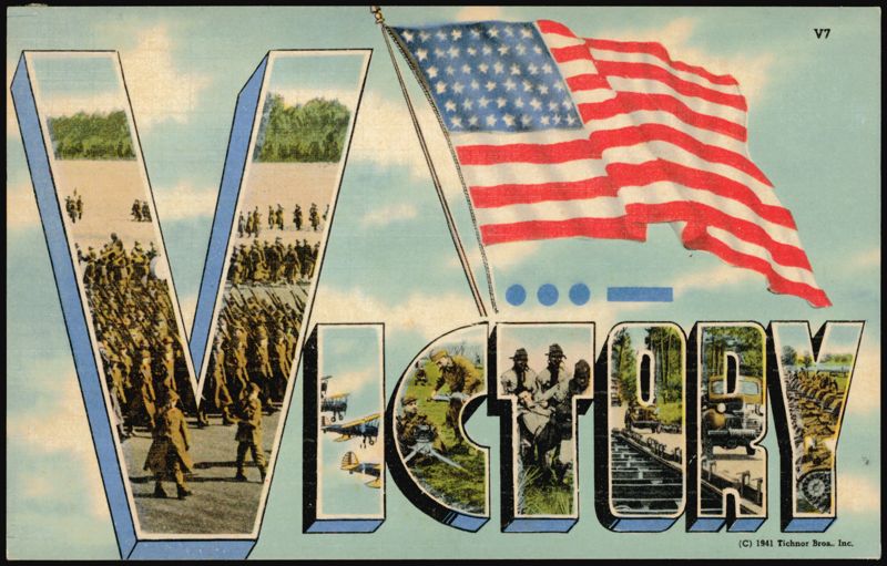 VICTORY Large Letter Patriotic WWII Military Scenes