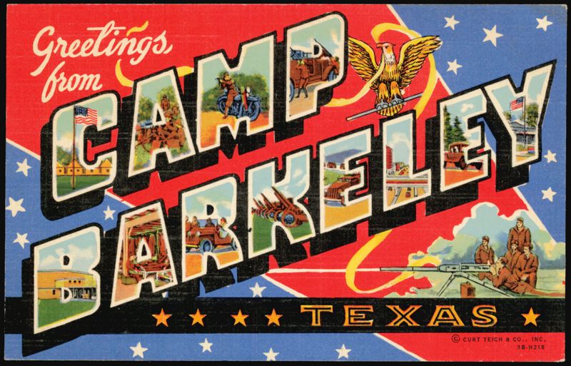 Greetings from Camp Barkeley Texas Large Letter