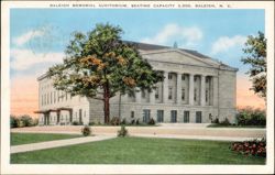 Raleigh Memorial Auditorium, Seating Capacity 3,800 Postcard