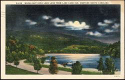 Moonlight Over Lake Lure from Lake Lure Inn Postcard