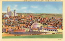 Bird's-Eye View of Union Terminal in Foreground Postcard