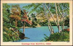 Greetings from Mantua, Lake and Autumn Trees Postcard