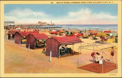 Beach Scene, Steel Pier Postcard