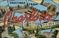Greetings From Charlotte, NC Multi-View Landmarks Postcard