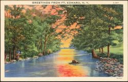 Greetings from Fort Edward River Scene Postcard