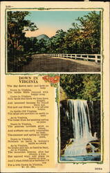 Down in Virginia Poem, Road & Waterfall Postcard