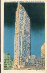 R.C.A. Building, Rockefeller Center at Night Postcard