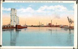 C. & N. W. Ry. Elevator & Northern Paper Mills Postcard