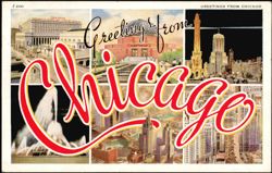 Greetings from Chicago Large Letter Multi-View Postcard