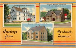 Hardwick Hospital, Jeudevine Memorial Library, Memorial Building Postcard