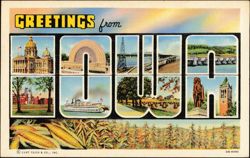 Greetings from Iowa Large Letter Design Postcard
