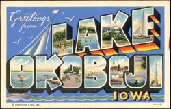 Greetings from Lake Okoboji Large Letter Scenes Postcard