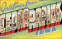Greetings from Cedar Rapids Iowa Large Letter Postcard