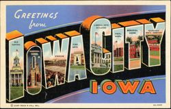Greetings from Iowa City, Iowa Large Letter Postcard