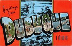 Greetings from Dubuque Large Letter Views Postcard