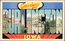 Greetings from Burlington Iowa Large Letter Postcard