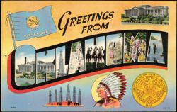 Greetings From Oklahoma Large Letter Scenes Postcard
